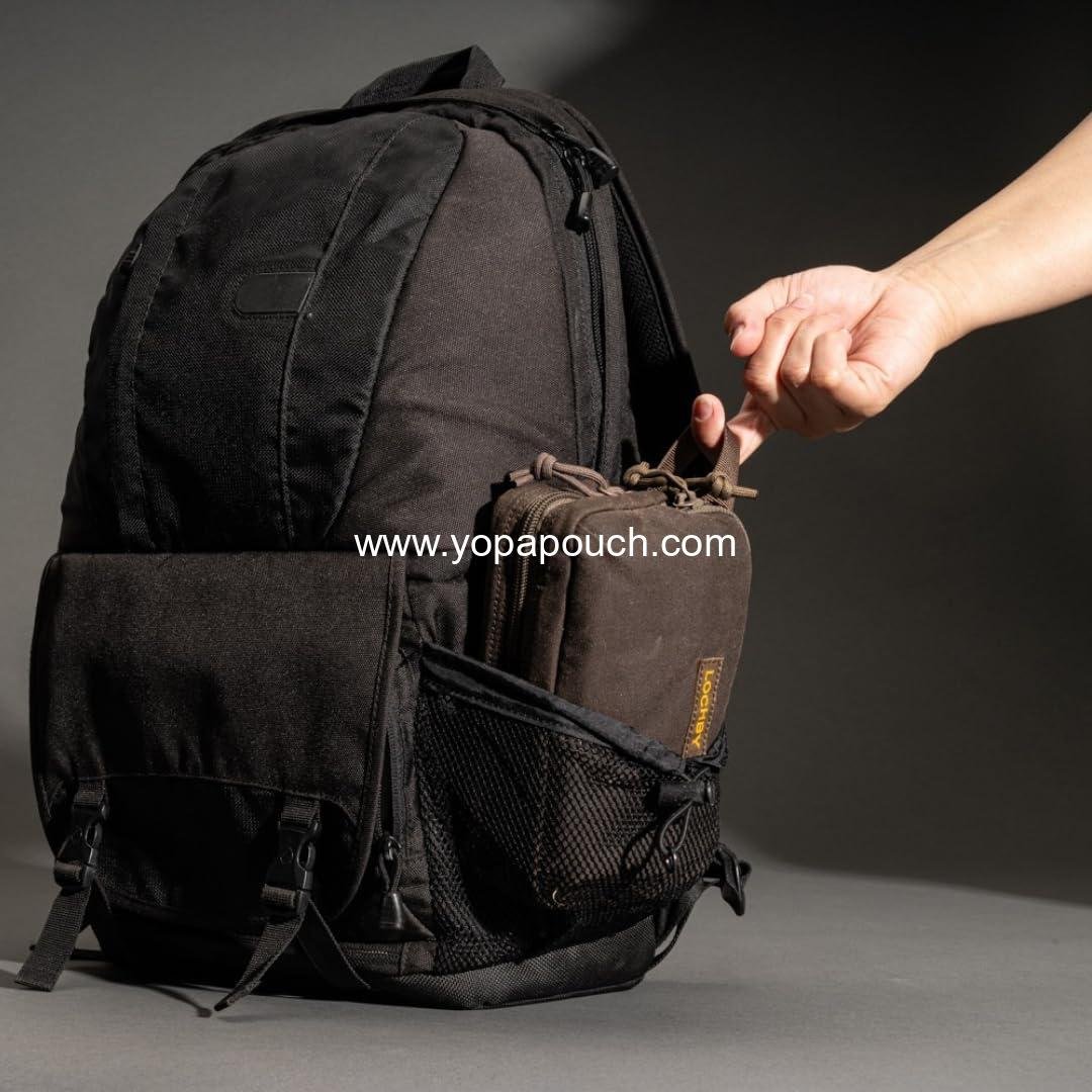 Wholesale Multipurpose Tactical Mini Tool Bag | Water Resistant Waxed Canvas | Dual-Sided Zipper Pouch for Motorcycle, Bike, EDC, Art, Tech & Travel | OEM Supplier