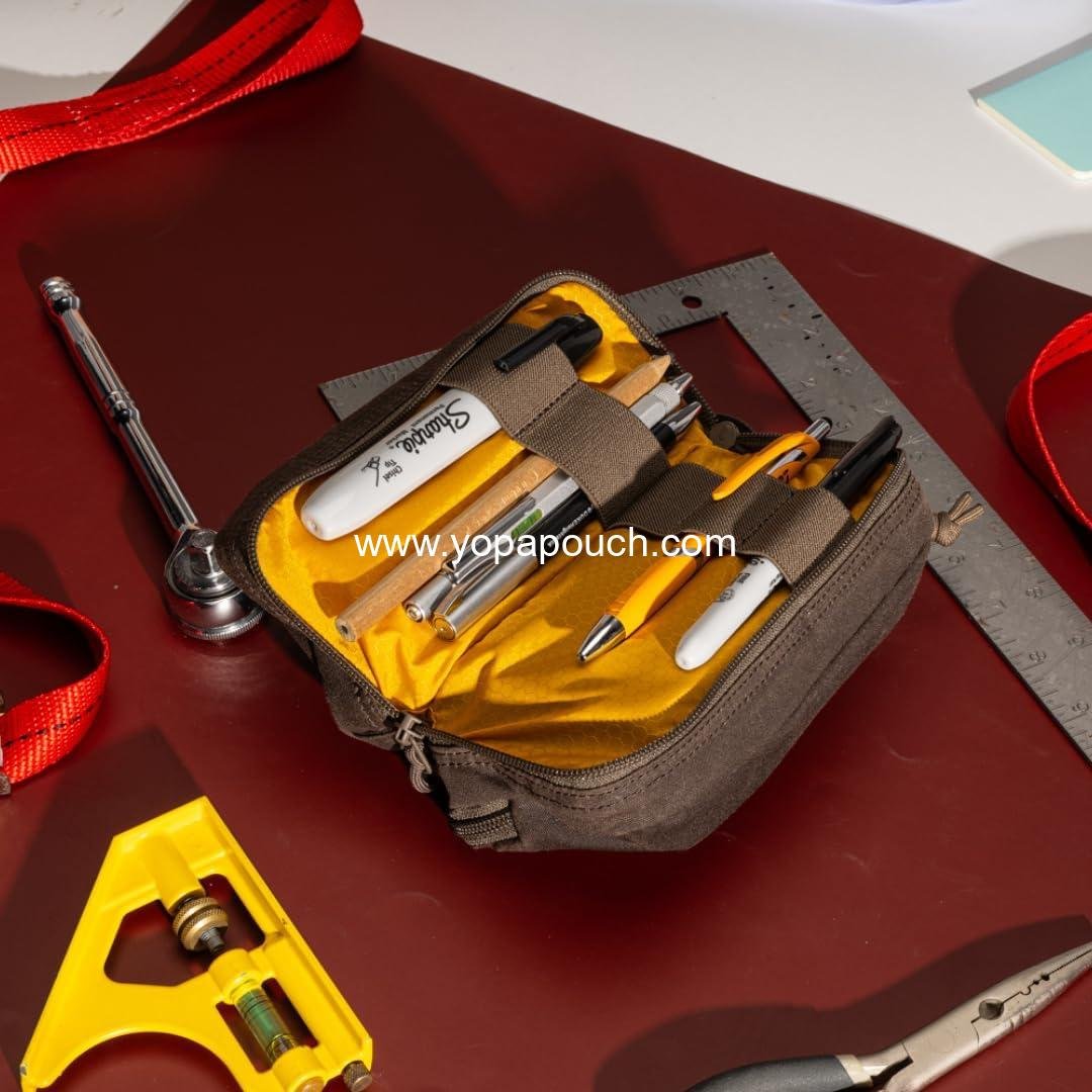 Wholesale Multipurpose Tactical Mini Tool Bag | Water Resistant Waxed Canvas | Dual-Sided Zipper Pouch for Motorcycle, Bike, EDC, Art, Tech & Travel | OEM Supplier