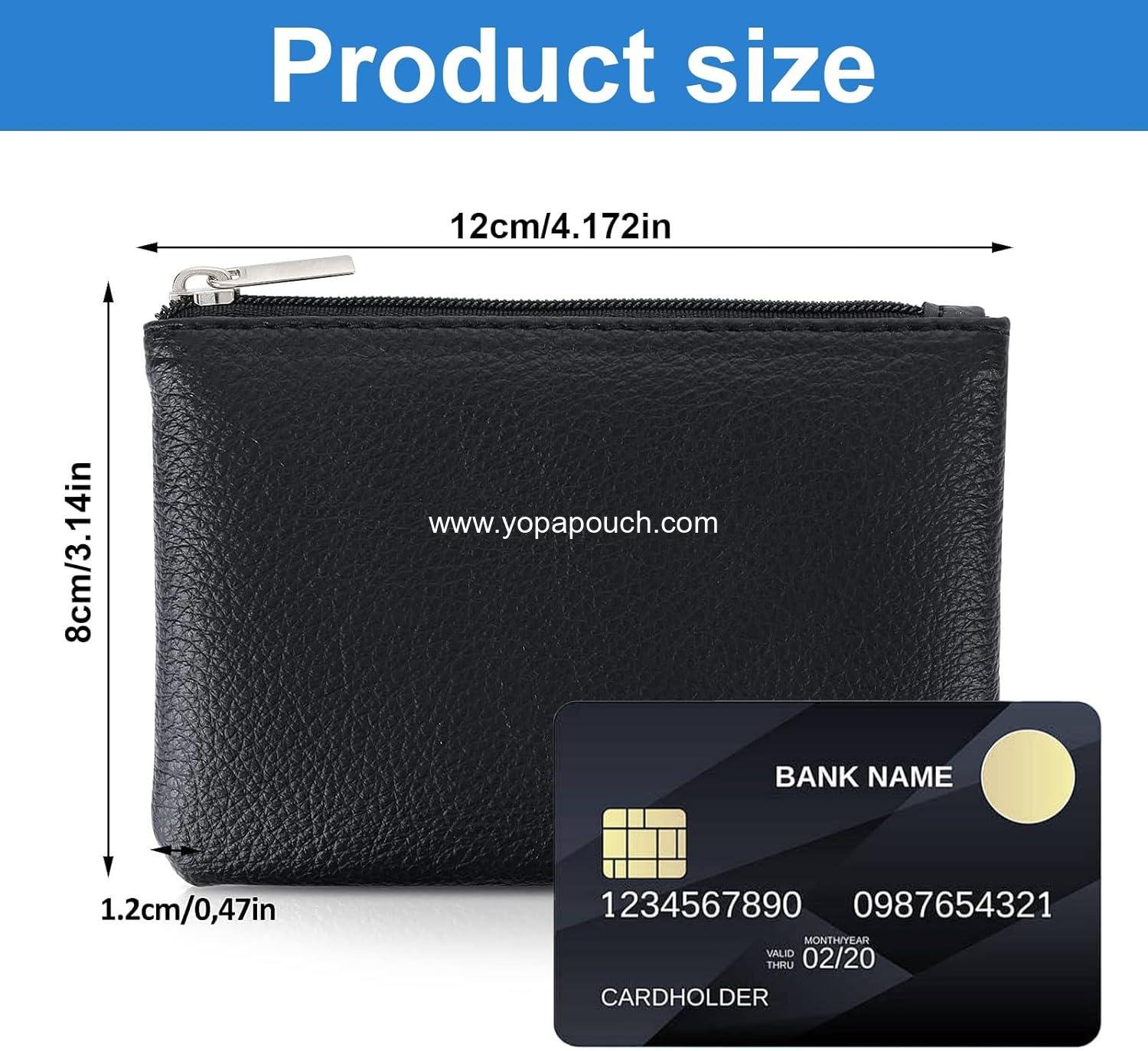 Wholesale Leather Zipper Coin Purse 2 Pack, Portable Change Wallet Mini Coin Pouch with Zipper for Men and Women, Small Change Purse Bag, Compact Coin Holder (Black) - Supplier