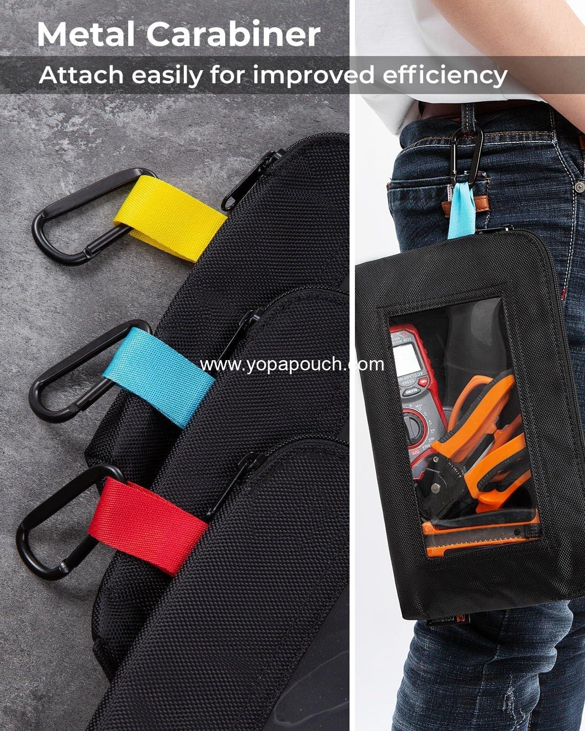 Wholesale Tool Pouch with Clear Window for Electricians, Small Heavy Duty 1680D Oxford Tool Bag, Zippered Transparent Storage Pouches for Organization – 3 Pack, Gifts for Men, Supplier