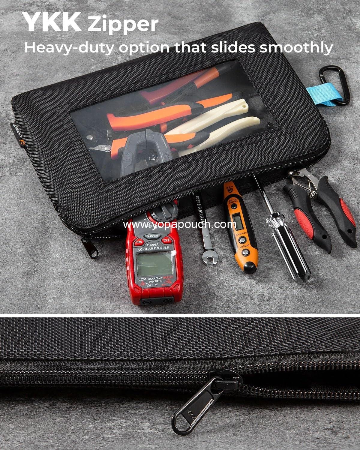 Wholesale Tool Pouch with Clear Window for Electricians, Small Heavy Duty 1680D Oxford Tool Bag, Zippered Transparent Storage Pouches for Organization – 3 Pack, Gifts for Men, Supplier
