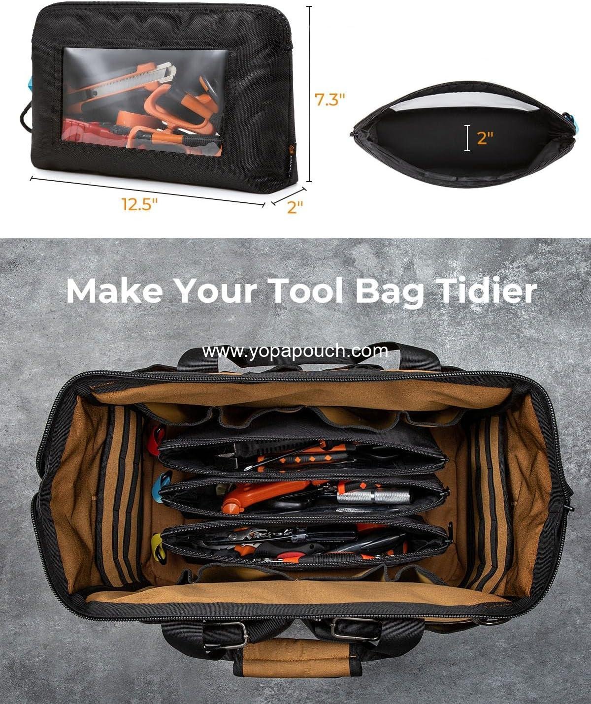 Wholesale Tool Pouch with Clear Window for Electricians, Small Heavy Duty 1680D Oxford Tool Bag, Zippered Transparent Storage Pouches for Organization – 3 Pack, Gifts for Men, Supplier