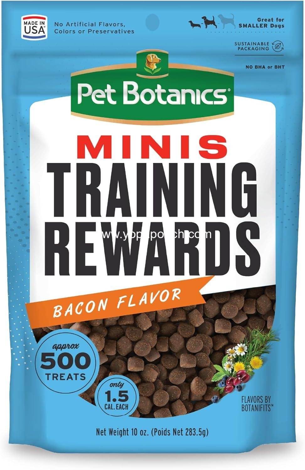Pet Botanics 10 oz. Pouch Training Rewards Mini Soft & Chewy, Bacon Flavor, with 500 Treats Per Bag, The Choice of Top Trainers