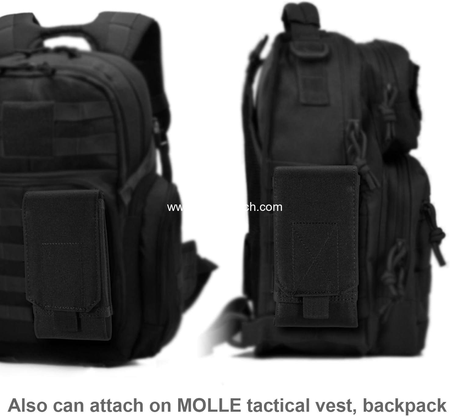 Wholesale Black Army Camo Molle Bag for Mobile Phone, Belt Pouch Holster Case for iPhone 16 Pro Max, 15 Pro Max, 14 Pro Max, 13, 12 Pro Max, 16, 15, 14 Plus - Supplier