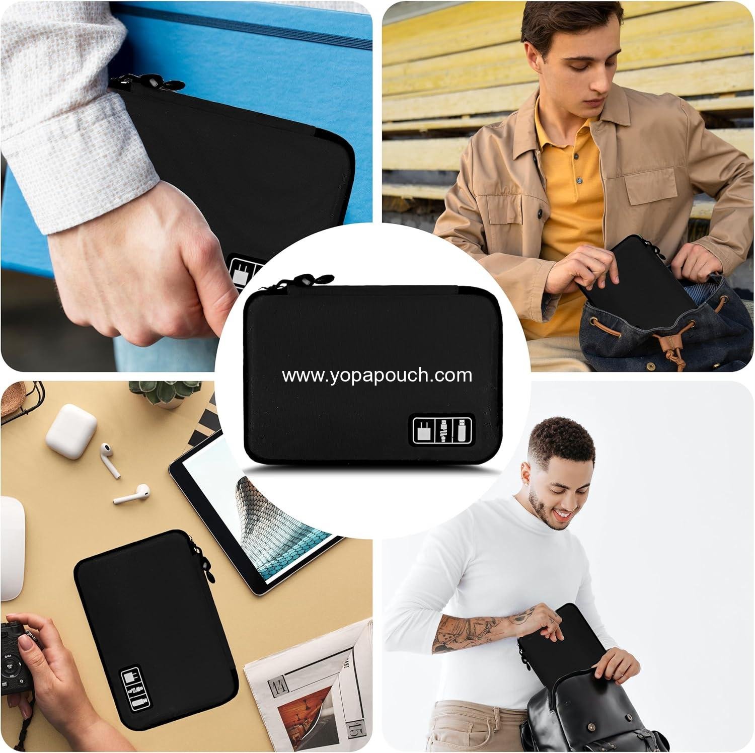 Wholesale Electronics Organizer Travel Cord Pouch Portable Cable Storage Case for Cables Chargers Phone Accessories (Black) Supplier