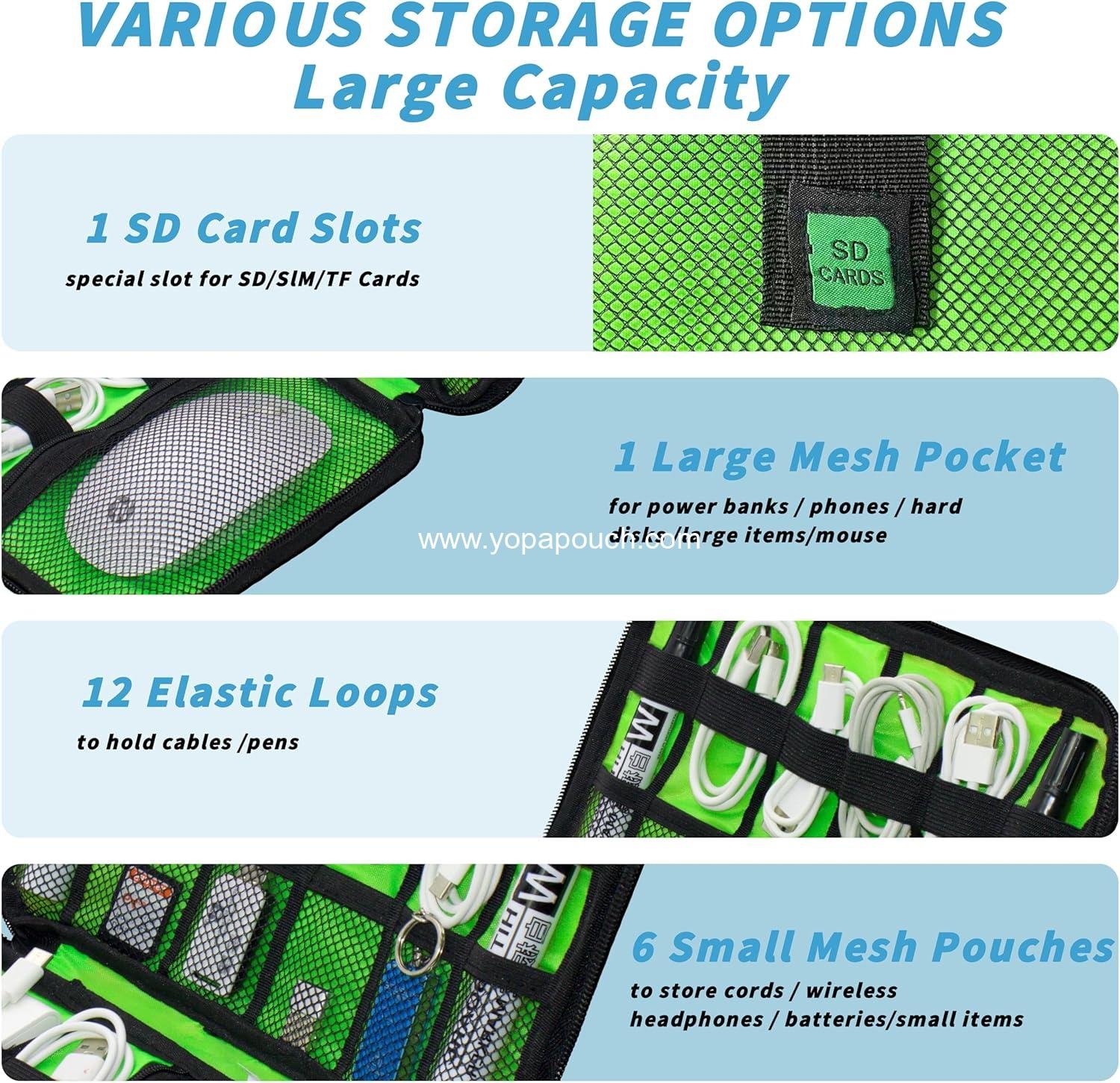 Wholesale Electronics Organizer Travel Cord Pouch Portable Cable Storage Case for Cables Chargers Phone Accessories (Black) Supplier