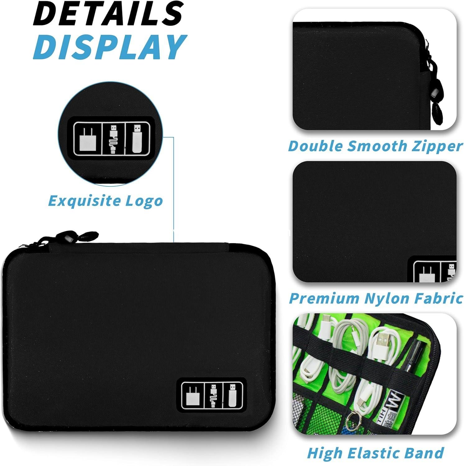 Wholesale Electronics Organizer Travel Cord Pouch Portable Cable Storage Case for Cables Chargers Phone Accessories (Black) Supplier