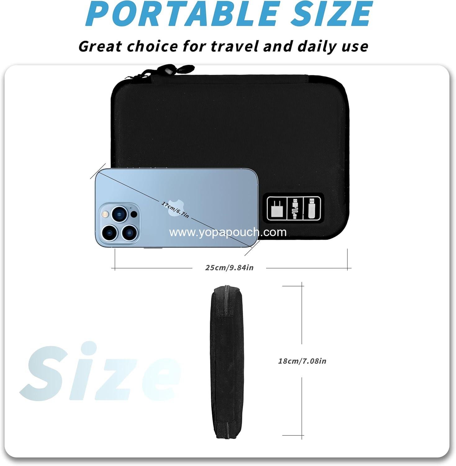 Wholesale Electronics Organizer Travel Cord Pouch Portable Cable Storage Case for Cables Chargers Phone Accessories (Black) Supplier