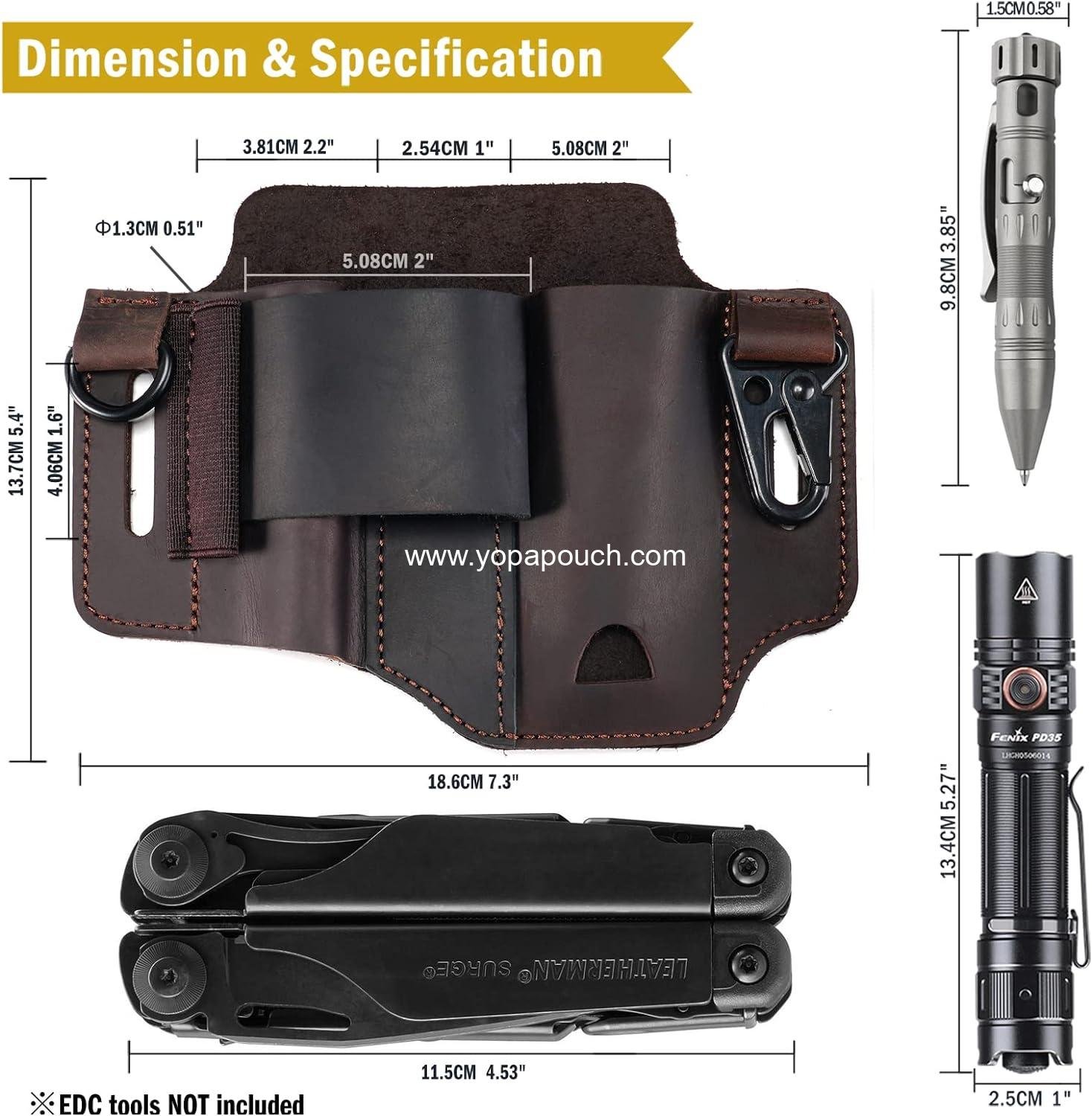 Wholesale Leather Multitool Sheath - EDC Belt Organizer for Leatherman Tools, Flashlight, Pen, and Keychain Clip, Durable and Stylish for Work and Daily Use, Ideal Gift for Men - Manufacturer