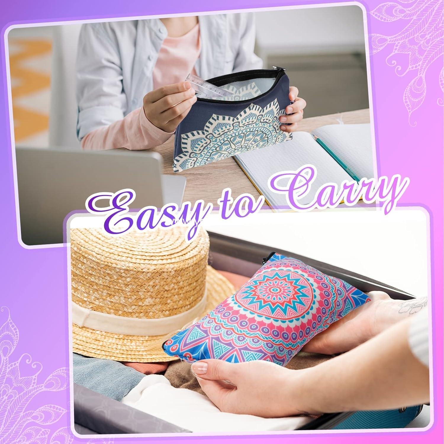 Wholesale 20 Pieces Mandala Cosmetic Bag for Women, Roomy Makeup Zipper Pouch, Travel Accessory Organizer, 7 x 4.3 Inches, Supplier