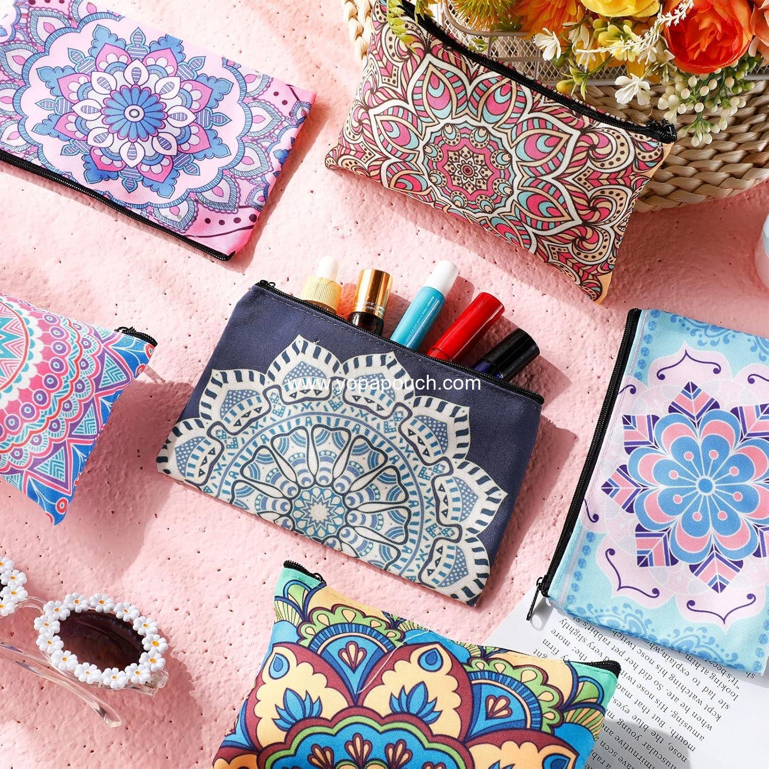 Wholesale 20 Pieces Mandala Cosmetic Bag for Women, Roomy Makeup Zipper Pouch, Travel Accessory Organizer, 7 x 4.3 Inches, Supplier