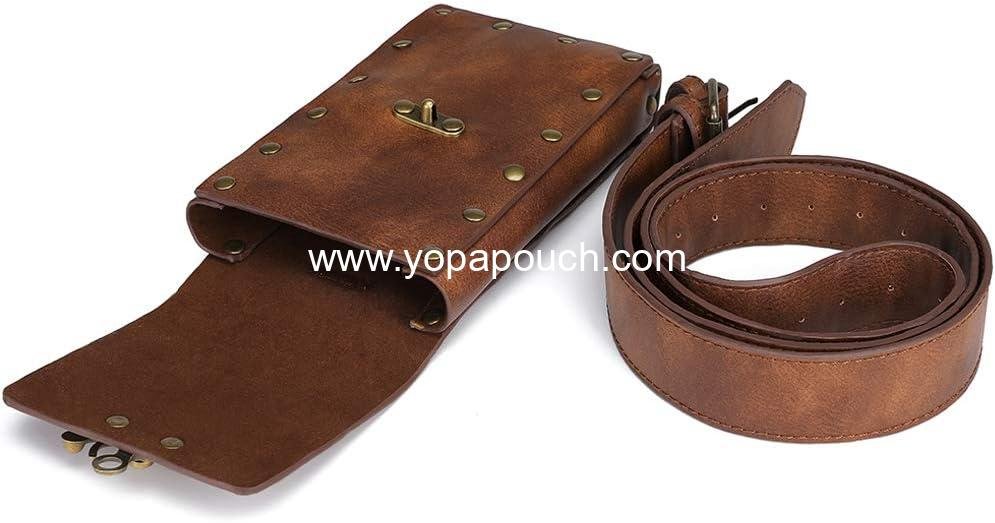 Wholesale Medieval Vintage Leather Belt Pouch Fanny Pack Cellphone Holder Holster Casual Travel Wallet Hiking Festival Renaissance Faire Costume Props (Brown) Manufacturer