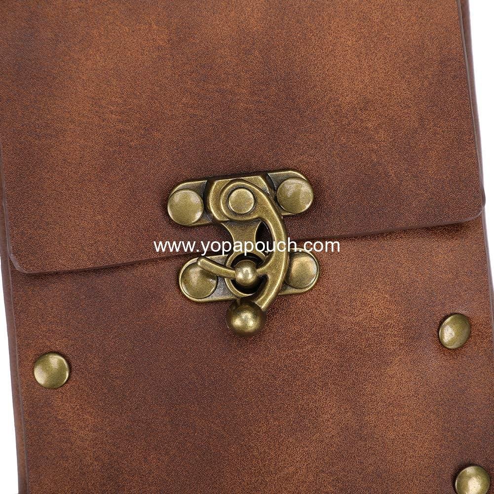 Wholesale Medieval Vintage Leather Belt Pouch Fanny Pack Cellphone Holder Holster Casual Travel Wallet Hiking Festival Renaissance Faire Costume Props (Brown) Manufacturer