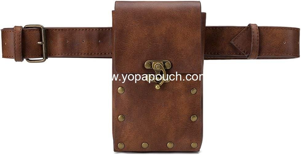 Wholesale Medieval Vintage Leather Belt Pouch Fanny Pack Cellphone Holder Holster Casual Travel Wallet Hiking Festival Renaissance Faire Costume Props (Brown) Manufacturer