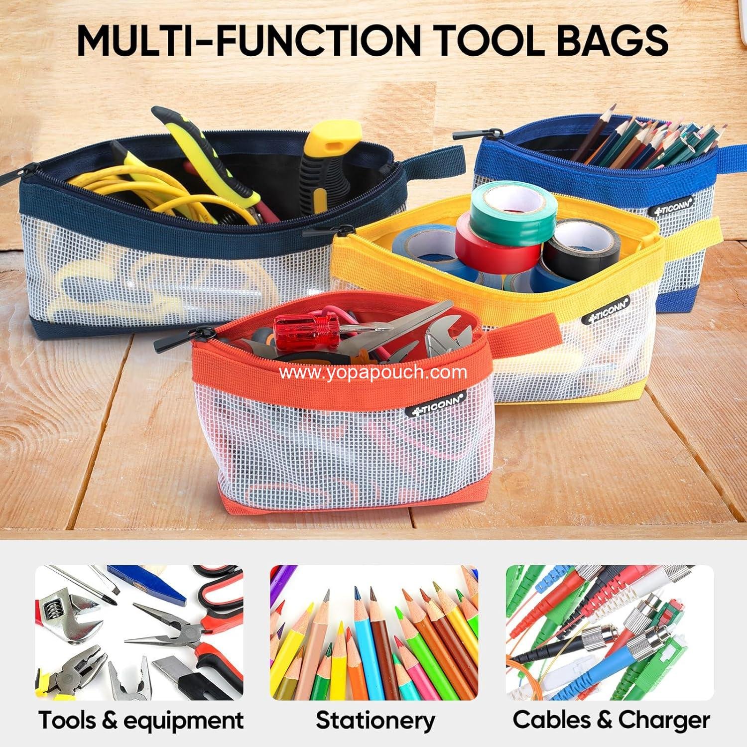 Wholesale Small 1680D Oxford Tool Pouch, Zipper Utility Bag for Tool Organizers and Storage (3PK Combo) - Supplier