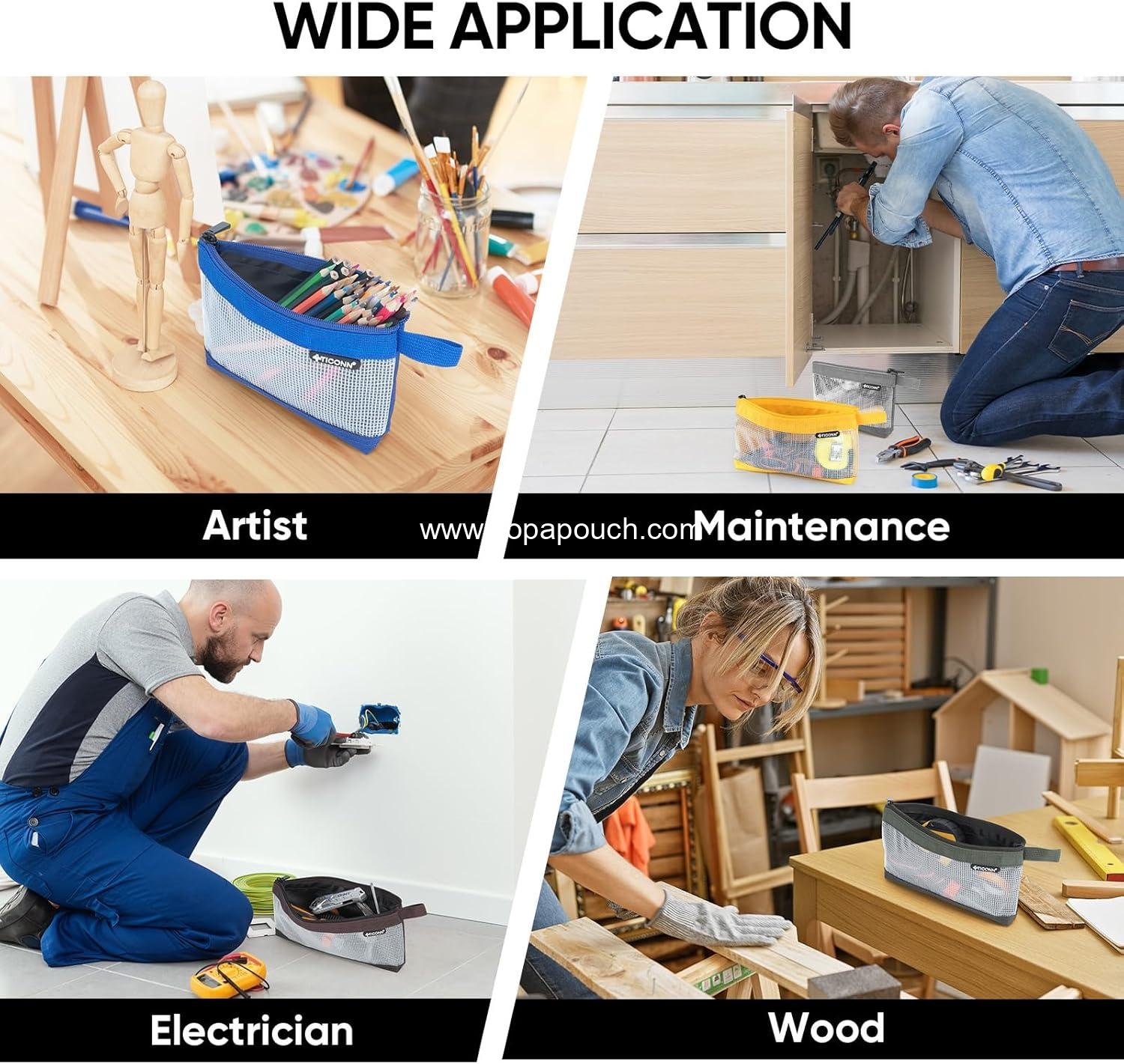 Wholesale Small 1680D Oxford Tool Pouch, Zipper Utility Bag for Tool Organizers and Storage (3PK Combo) - Supplier