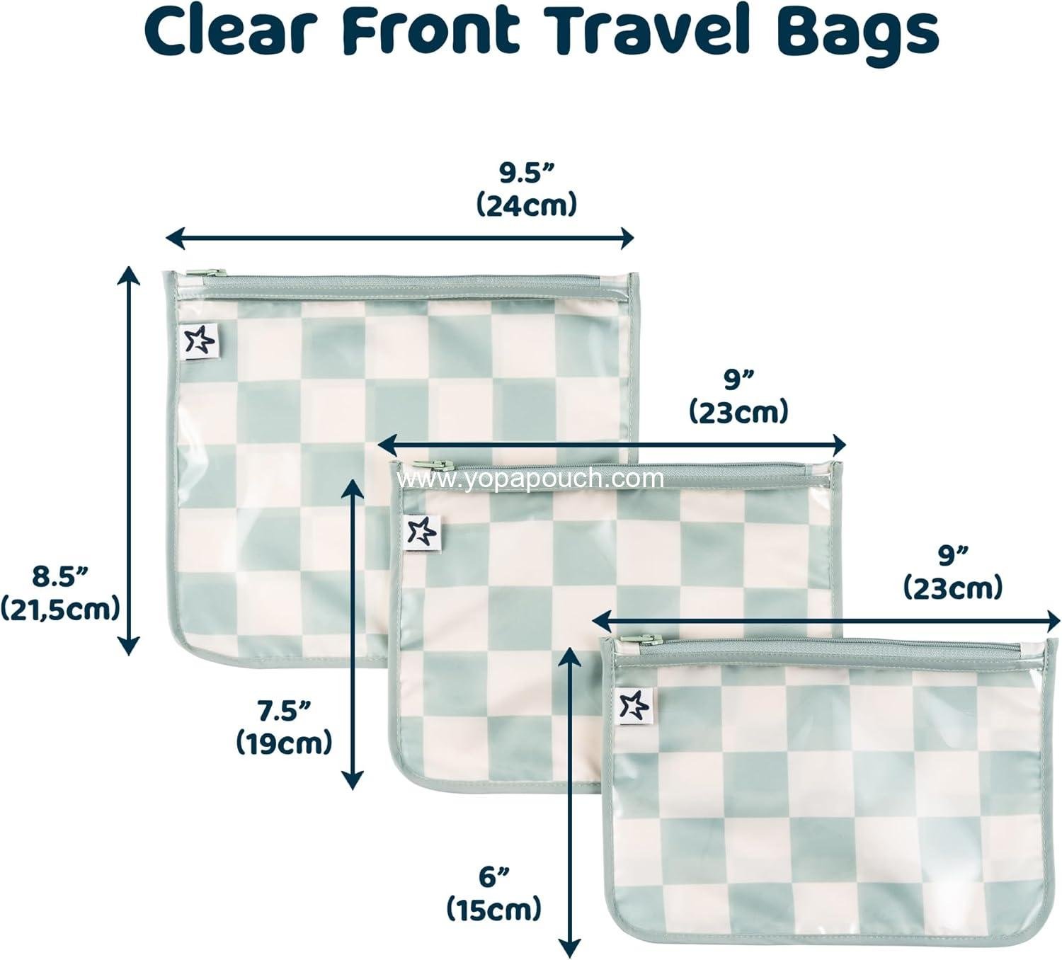 Wholesale Clear Front Travel Organizer Bags | Mess-Proof Diaper Bag Pouches | TSA Approved Toiletry Set for Baby and Mom Essentials | Supplier