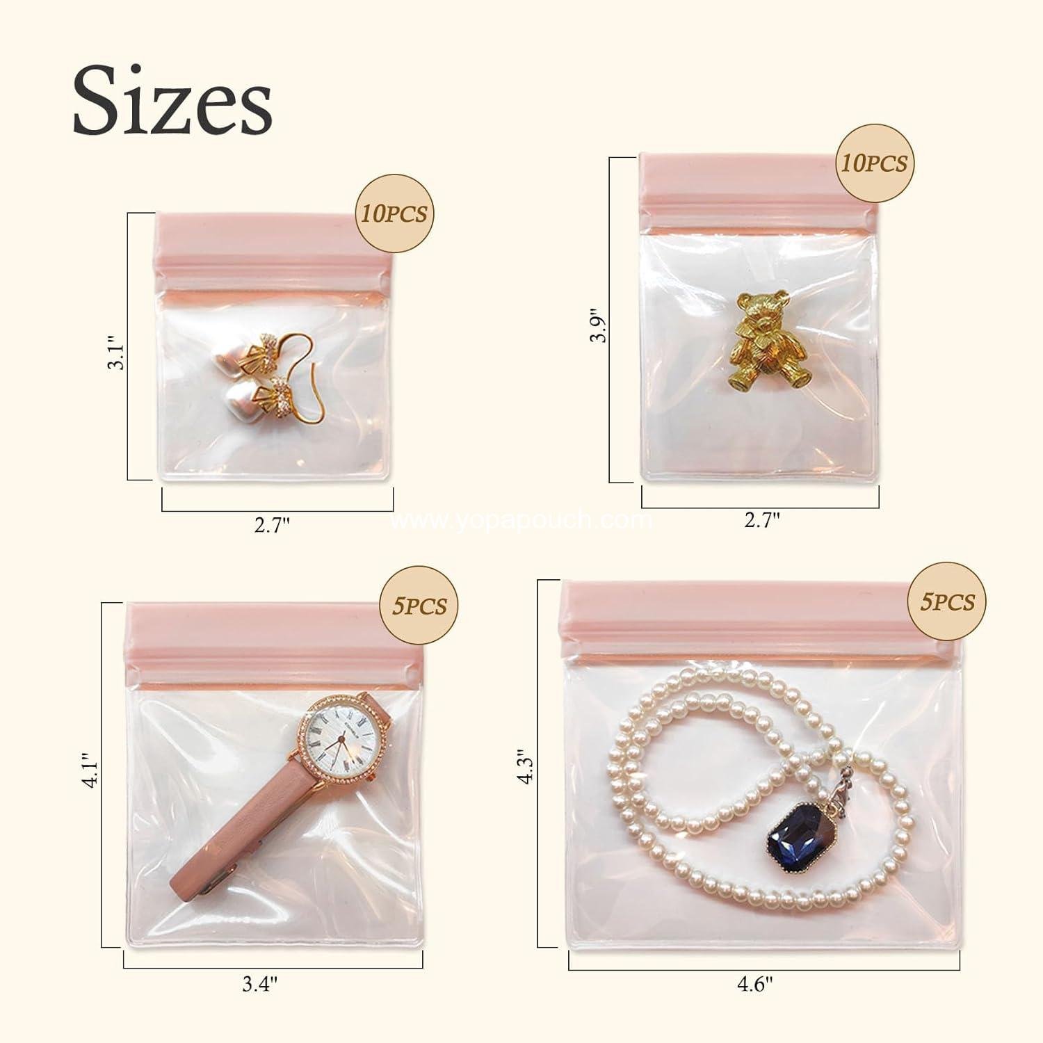 Wholesale EVA Anti-Tarnish Jewelry Bags - Small Clear Plastic Pouches Organizer for Gold, Silver Rings, Earrings, Chains, Bracelets - Jelly-Like Softness, No Yellowing, No Odors - 30 PCS Mixed Sizes Supplier