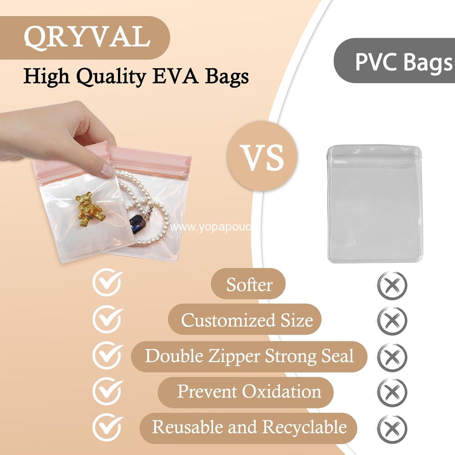 Wholesale EVA Anti-Tarnish Jewelry Bags - Small Clear Plastic Pouches Organizer for Gold, Silver Rings, Earrings, Chains, Bracelets - Jelly-Like Softness, No Yellowing, No Odors - 30 PCS Mixed Sizes Supplier