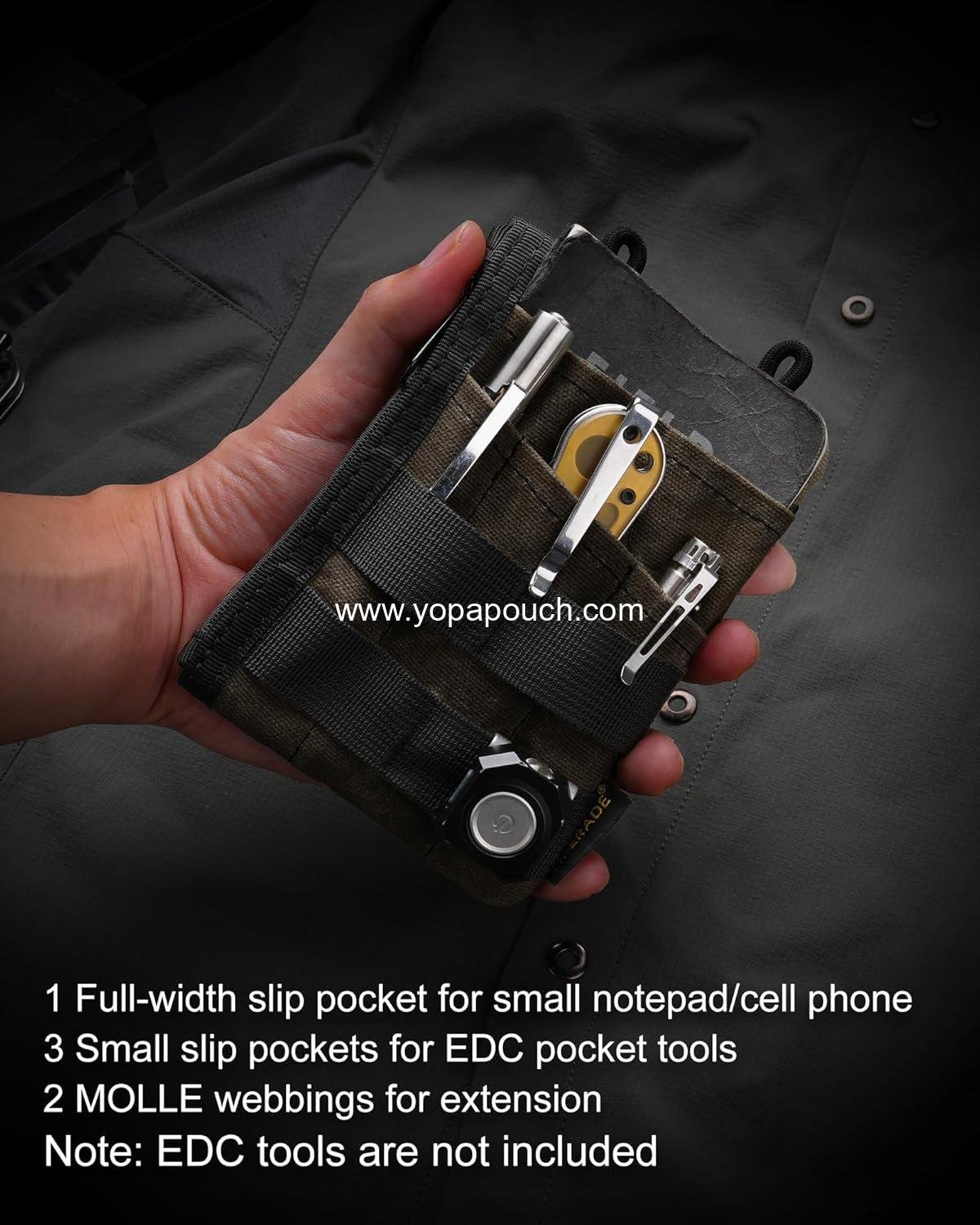 Wholesale Minimalist Waxed Canvas Zipper Wallet with 5 Pockets and 2 Slim Zipper Pouches for Everyday Carry (OD Green) - Supplier