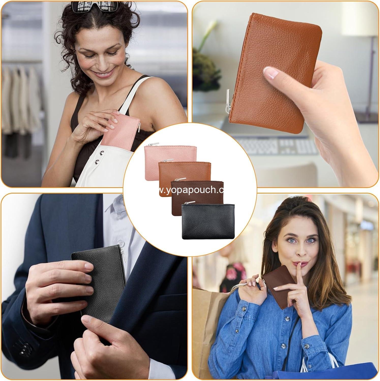 Wholesale Leather Zipper Pouch - 4Pcs Small Coin Purse for Men and Women, Portable Change Wallet, Mini Coin Pocket Pouch, Change Holder for Coins, Manufacturer
