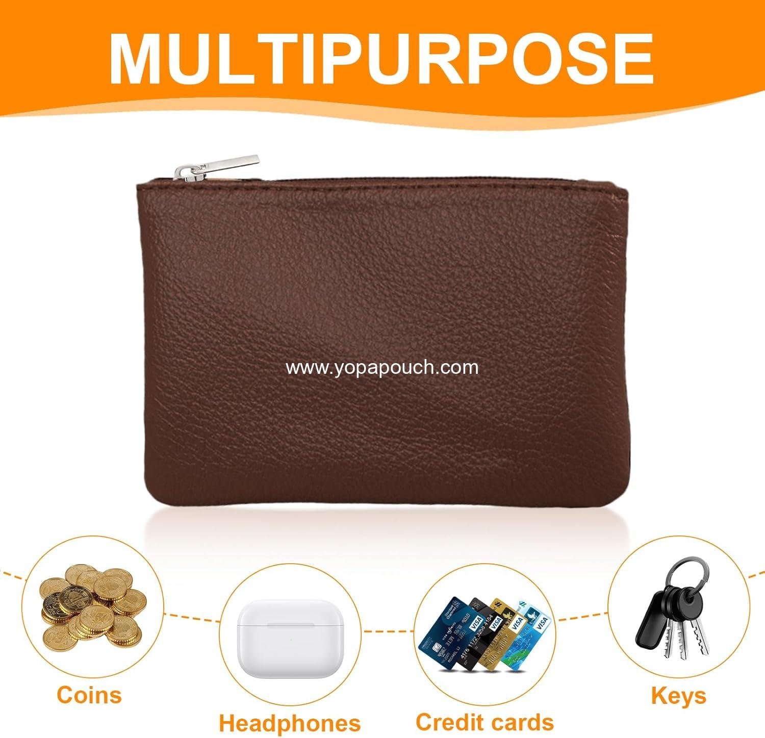 Wholesale Leather Zipper Pouch - 4Pcs Small Coin Purse for Men and Women, Portable Change Wallet, Mini Coin Pocket Pouch, Change Holder for Coins, Manufacturer