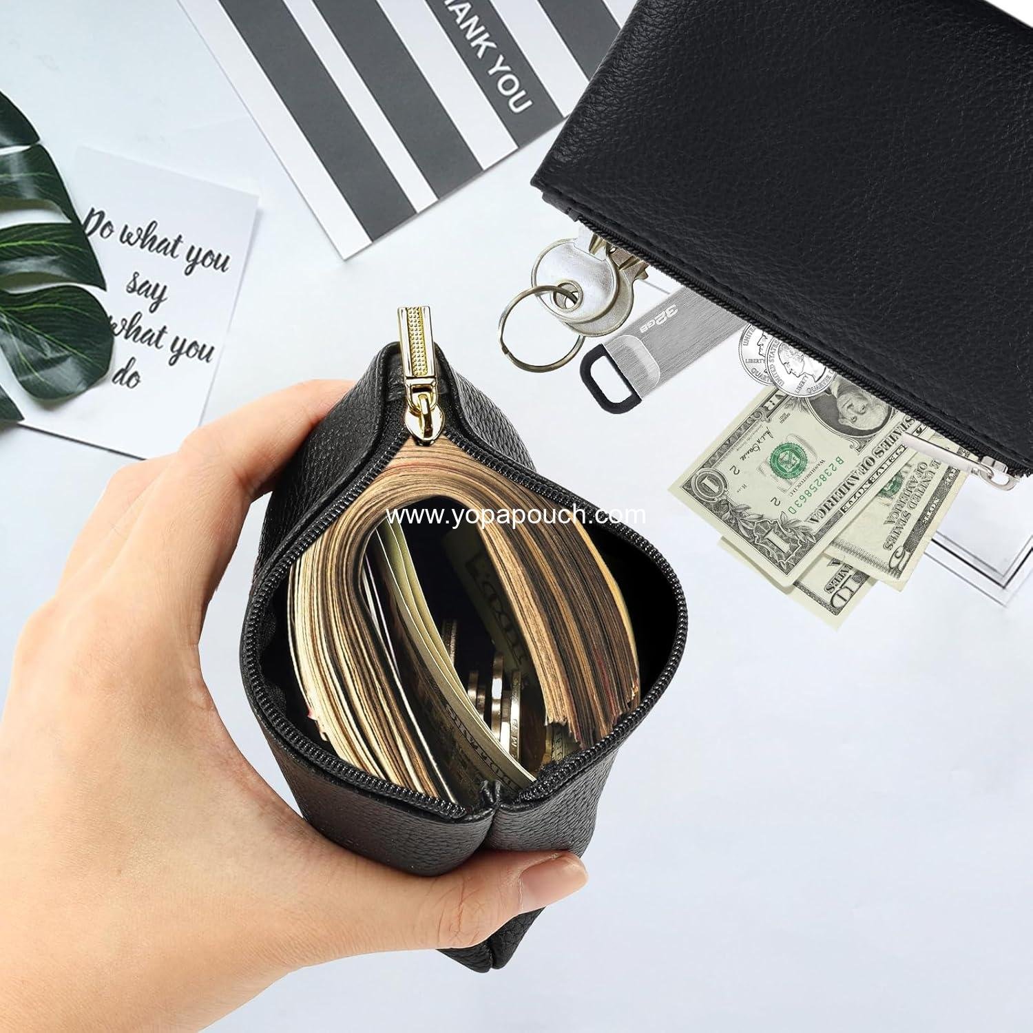 Wholesale Leather Zipper Pouch - 4Pcs Small Coin Purse for Men and Women, Portable Change Wallet, Mini Coin Pocket Pouch, Change Holder for Coins, Manufacturer