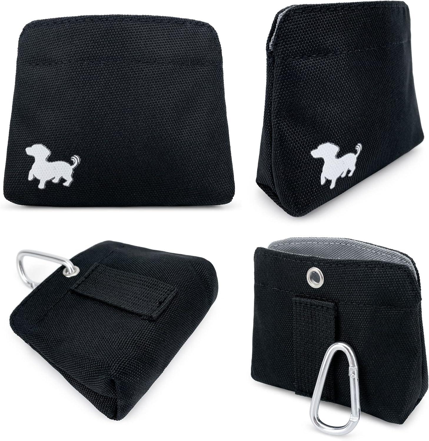 Wholesale Pocket-Sized Dog Treat Pouch - Pet Training Treat Bag with Magnetic Closure - Compact Dog Walking Pouch for Training - Black with Gray Interior - Factory