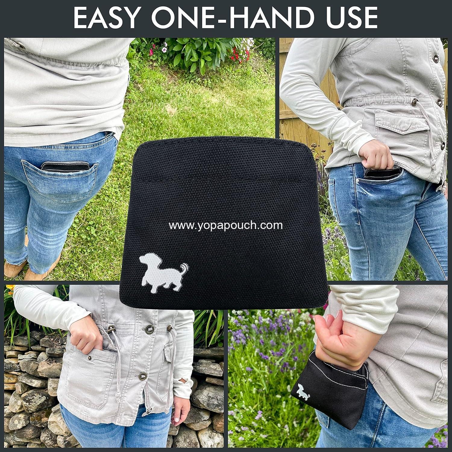 Wholesale Pocket-Sized Dog Treat Pouch - Pet Training Treat Bag with Magnetic Closure - Compact Dog Walking Pouch for Training - Black with Gray Interior - Factory