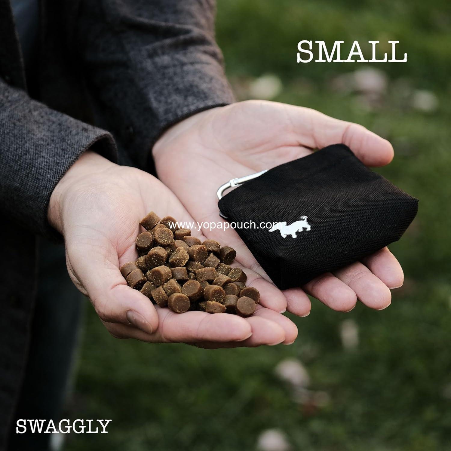 Wholesale Pocket-Sized Dog Treat Pouch - Pet Training Treat Bag with Magnetic Closure - Compact Dog Walking Pouch for Training - Black with Gray Interior - Factory