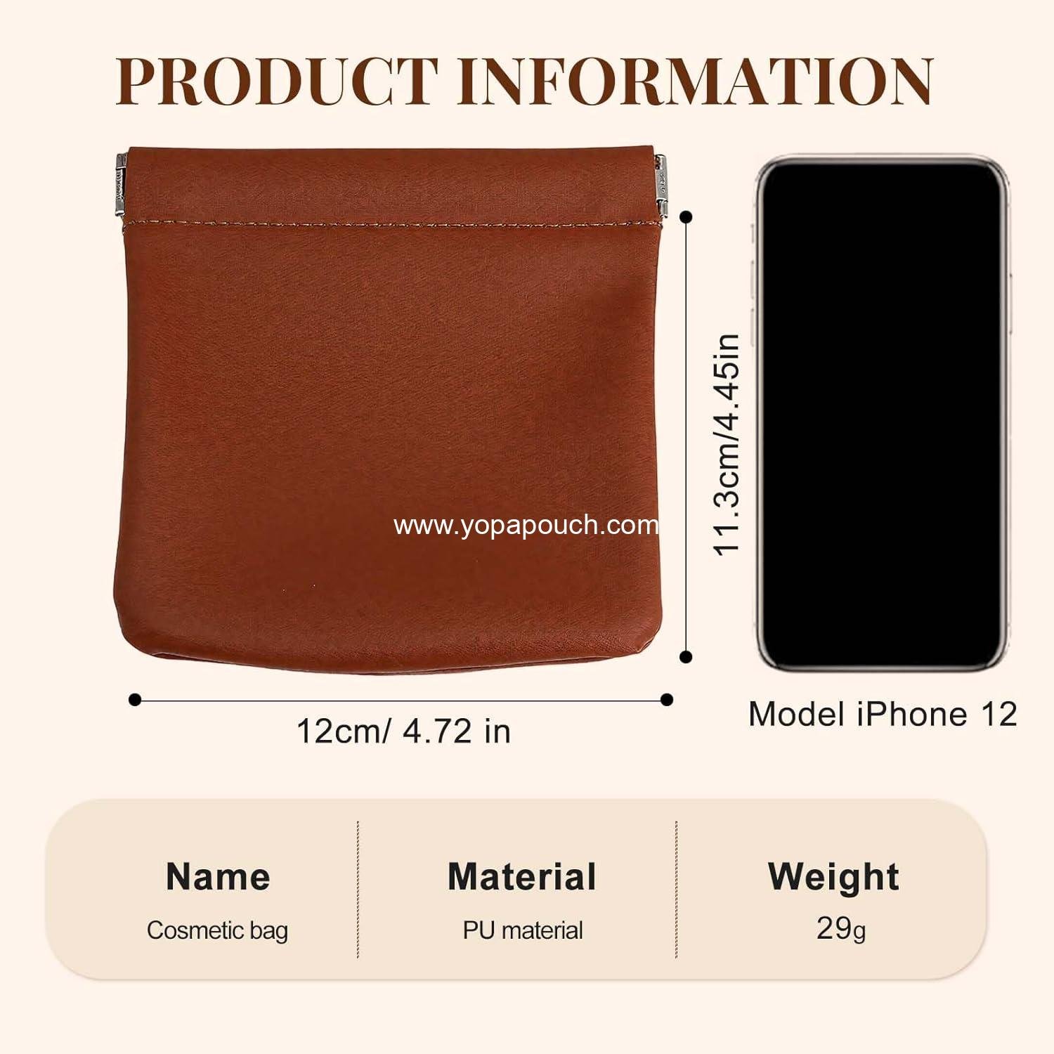 Wholesale Mini Waterproof Leather Pouch Set - 4 Pcs Snap Closure Self-Sealing Cosmetic Bags for Makeup, Coins, Jewelry, Eyeglasses (4.7x4.5 inches) - Supplier