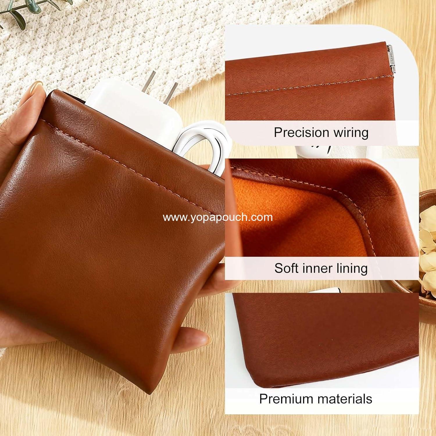 Wholesale Mini Waterproof Leather Pouch Set - 4 Pcs Snap Closure Self-Sealing Cosmetic Bags for Makeup, Coins, Jewelry, Eyeglasses (4.7x4.5 inches) - Supplier