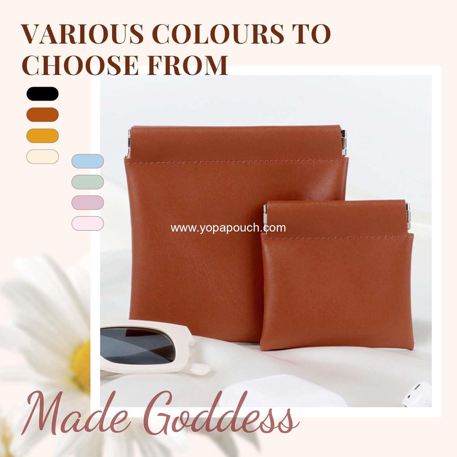 Wholesale Mini Waterproof Leather Pouch Set - 4 Pcs Snap Closure Self-Sealing Cosmetic Bags for Makeup, Coins, Jewelry, Eyeglasses (4.7x4.5 inches) - Supplier