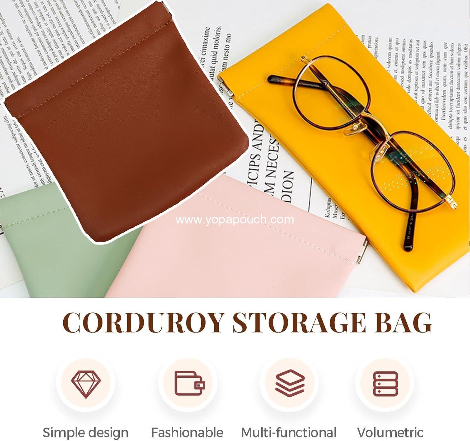 Wholesale Mini Waterproof Leather Pouch Set - 4 Pcs Snap Closure Self-Sealing Cosmetic Bags for Makeup, Coins, Jewelry, Eyeglasses (4.7x4.5 inches) - Supplier