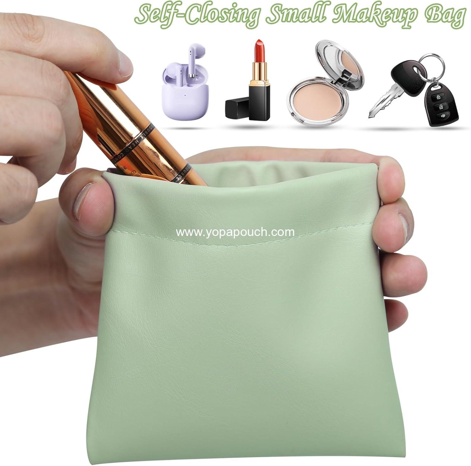 Wholesale 4Pcs Small Waterproof Makeup Bag Portable Cosmetic Pouch for Women Zipperless Self-Closing Coin Purse Snap Closure Mini Organizer for Purse Essentials Supplier