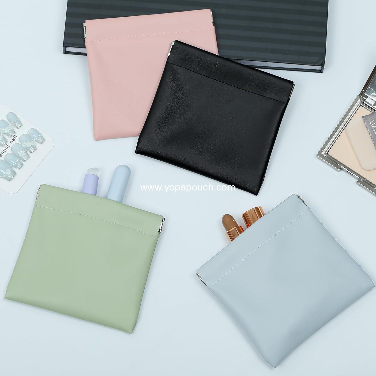 Wholesale 4Pcs Small Waterproof Makeup Bag Portable Cosmetic Pouch for Women Zipperless Self-Closing Coin Purse Snap Closure Mini Organizer for Purse Essentials Supplier