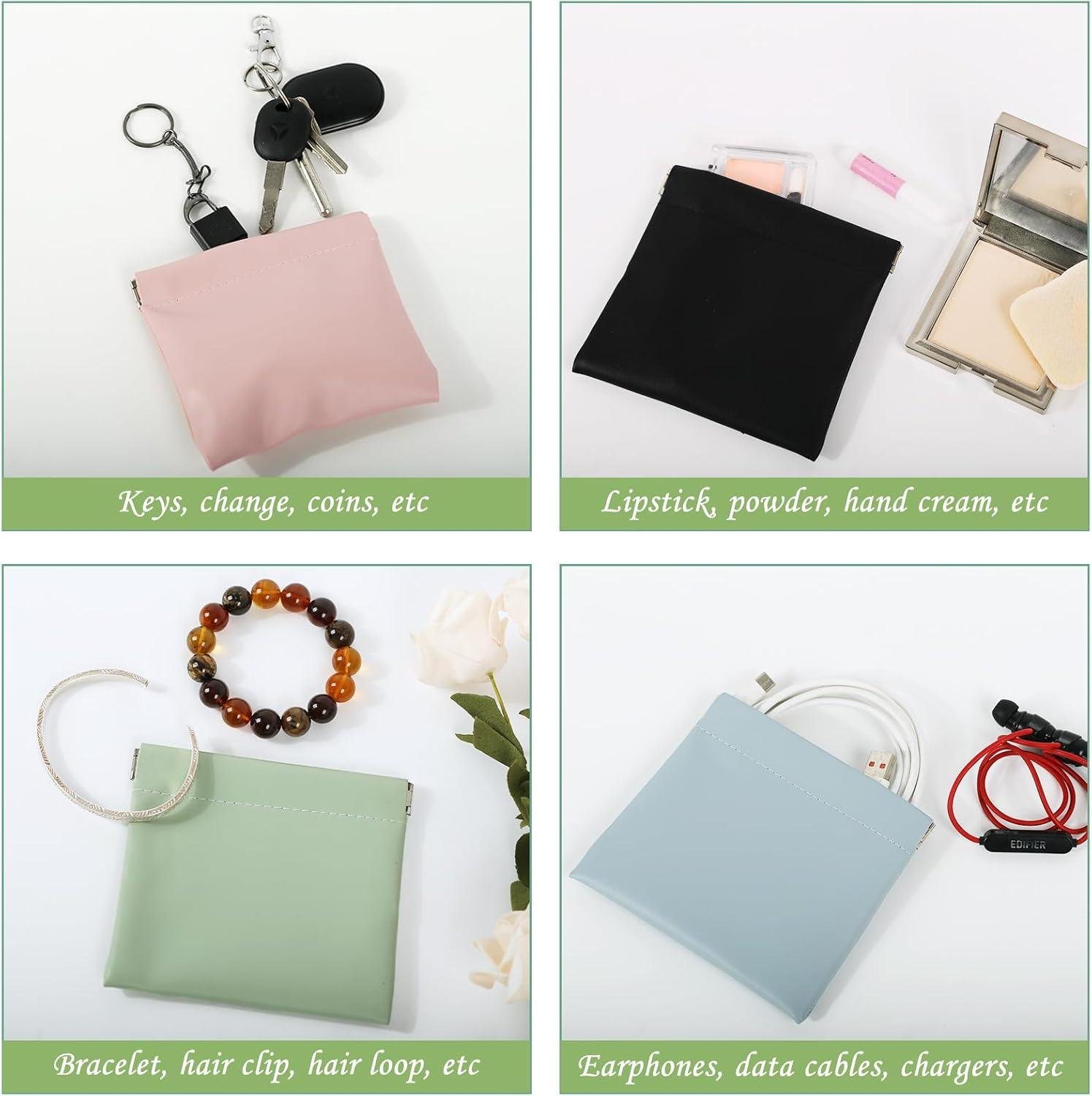 Wholesale 4Pcs Small Waterproof Makeup Bag Portable Cosmetic Pouch for Women Zipperless Self-Closing Coin Purse Snap Closure Mini Organizer for Purse Essentials Supplier