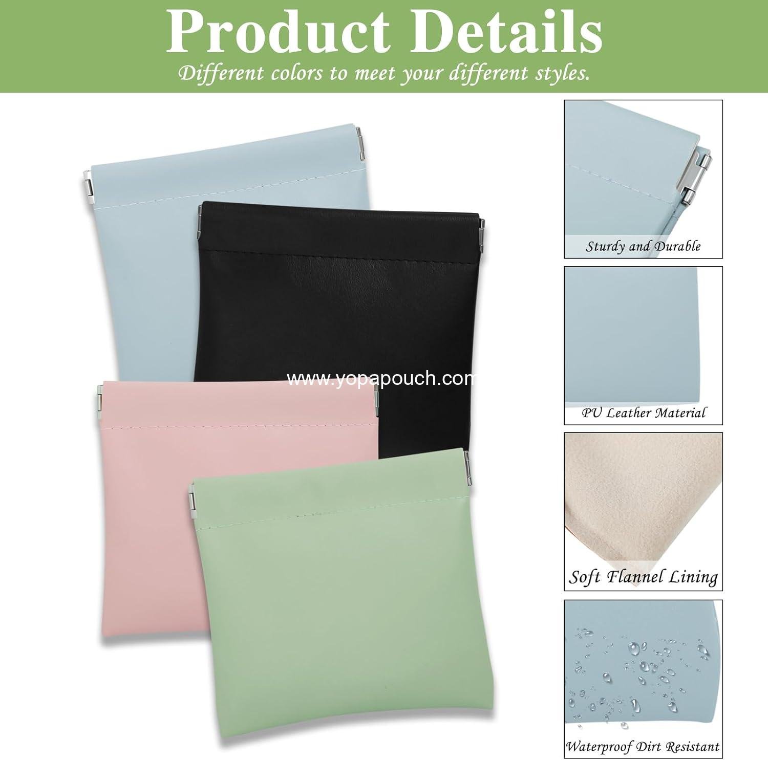 Wholesale 4Pcs Small Waterproof Makeup Bag Portable Cosmetic Pouch for Women Zipperless Self-Closing Coin Purse Snap Closure Mini Organizer for Purse Essentials Supplier