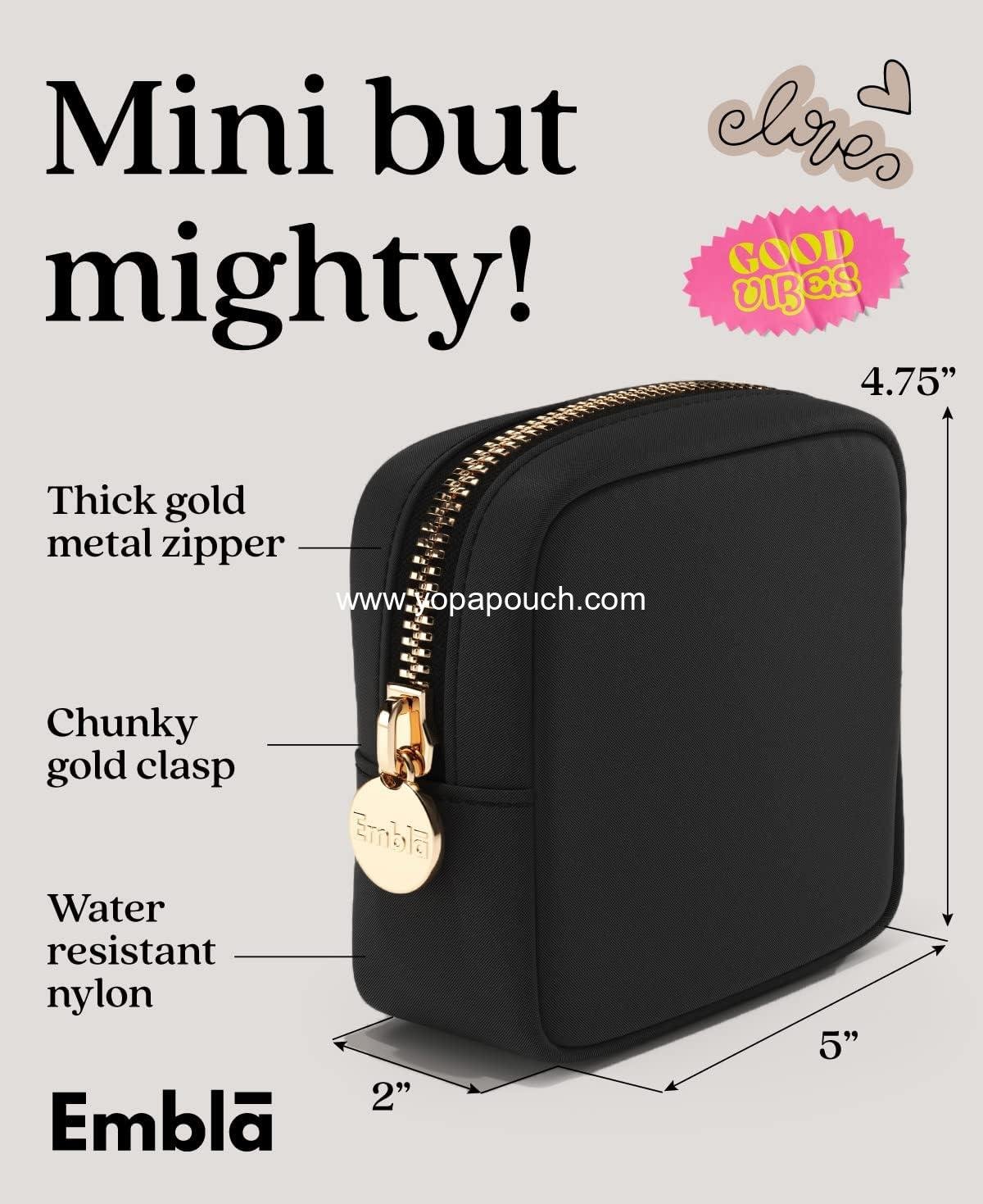 Wholesale Waterproof Travel Makeup Bag, Nylon Zipper Toiletry Organizer, Cute Cosmetics Pouch for Women and Girls, Small Skincare Case, Black Manufacturer