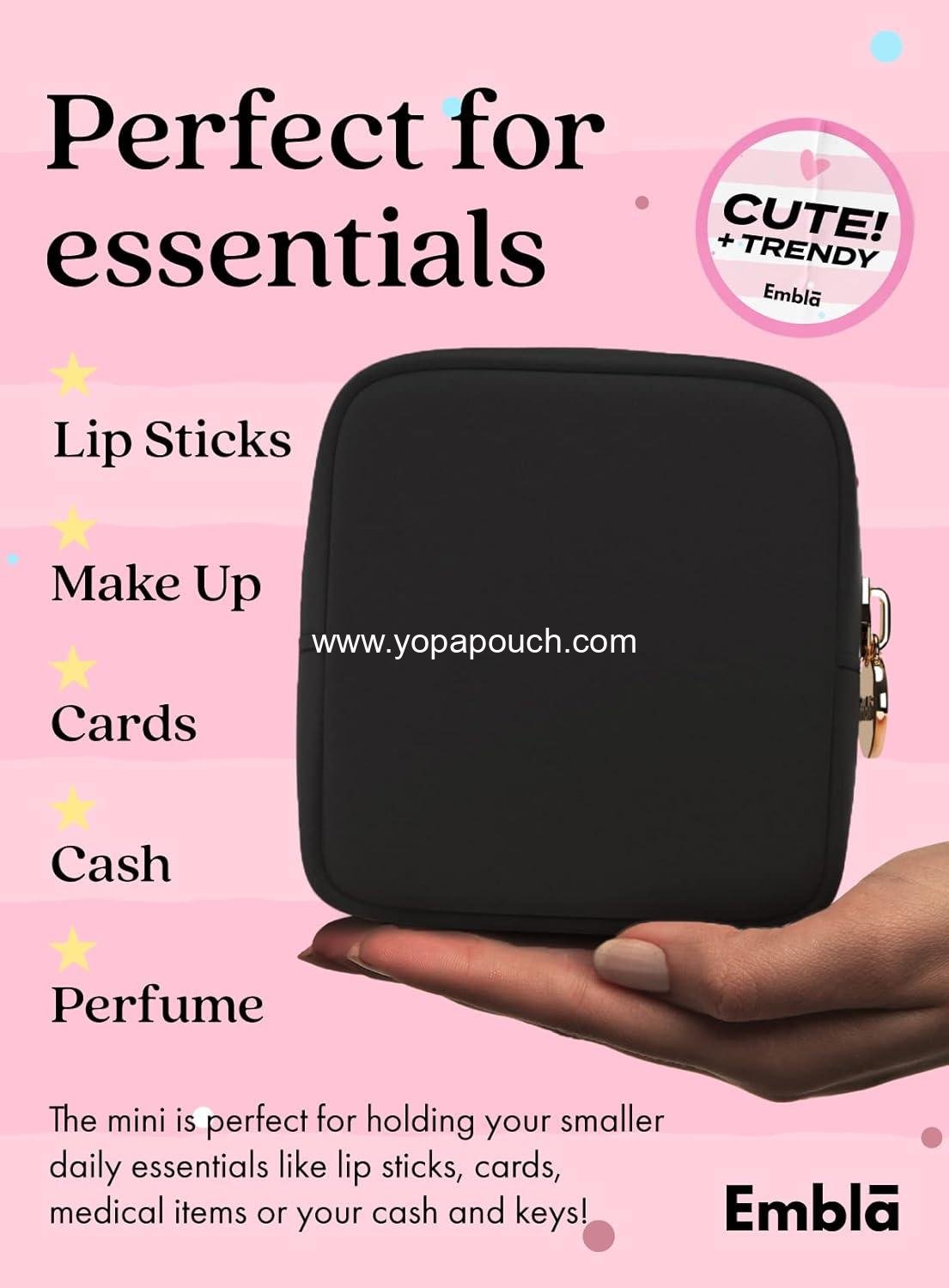 Wholesale Waterproof Travel Makeup Bag, Nylon Zipper Toiletry Organizer, Cute Cosmetics Pouch for Women and Girls, Small Skincare Case, Black Manufacturer