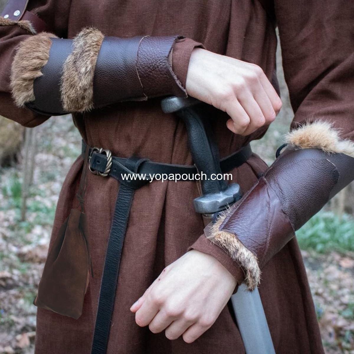 Wholesale Medieval Drawstring Pouch Belt Bag Renaissance Viking Costume Waist Bag (Brown) - Supplier