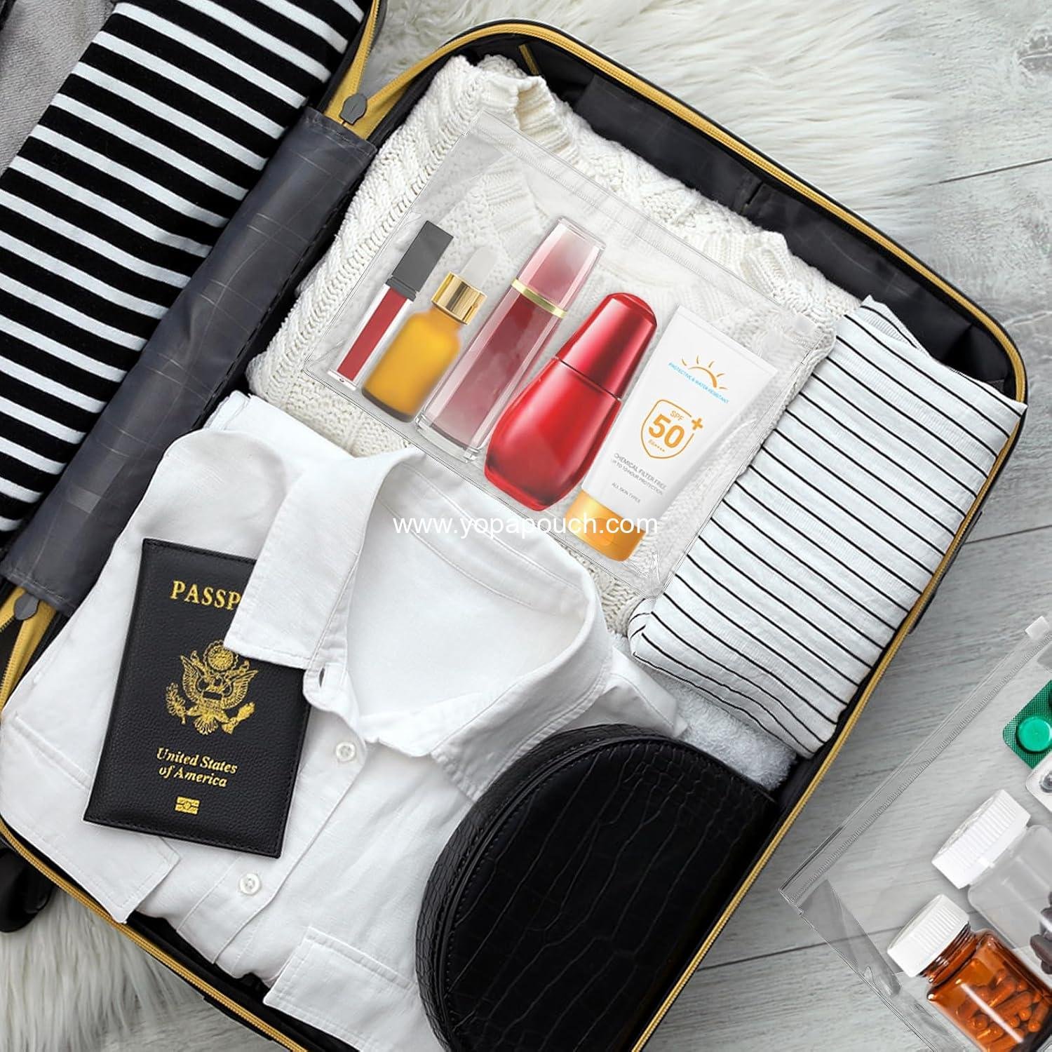 Wholesale 12 PCS Mini Clear Makeup Bags, Waterproof Travel Toiletry Pouches 7.9