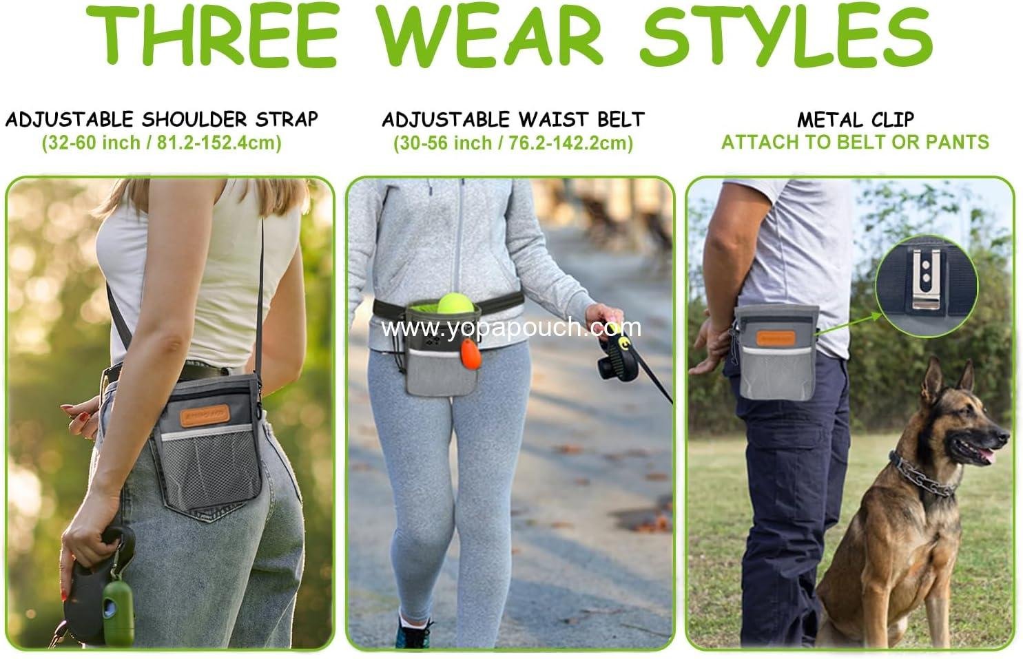 Wholesale Dog Treat Pouch Large Capacity Training Bag with Multiple Pockets, Built-in Poop Bag Dispenser & Phone Holder, 3 Wear Styles, Ideal for Training & Walks Supplier