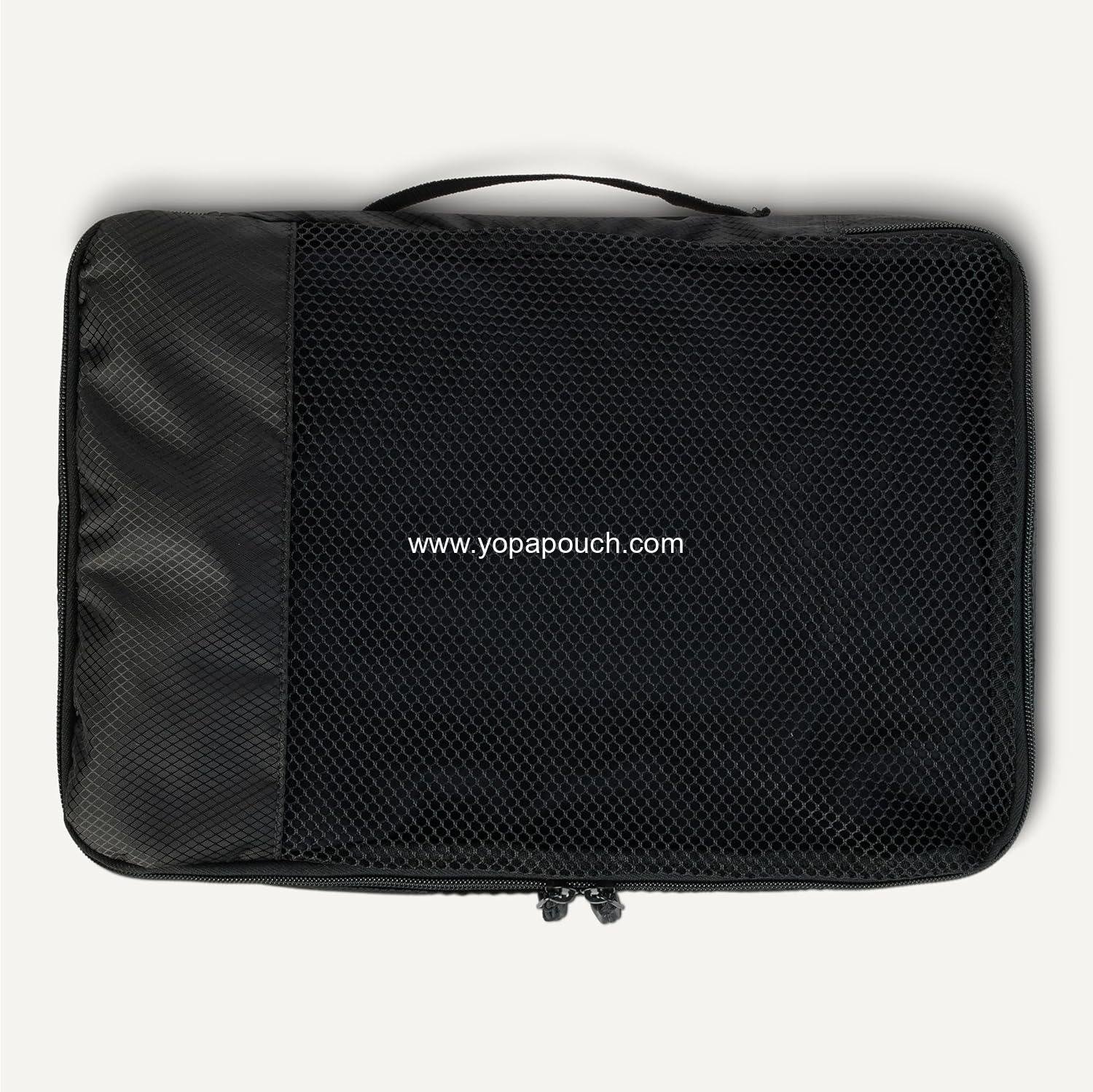 Wholesale 4-Piece Packing Cubes Travel Accessories Set, Luggage Organizer with Double Zipper and Mesh Top, Medium Size, Black - Manufacturer Wholesale 4-Piece Packing Cubes Travel Accessories Set, Luggage Organizer with Double Zipper and Mesh Top, Medium Size, Black - Manufacturer