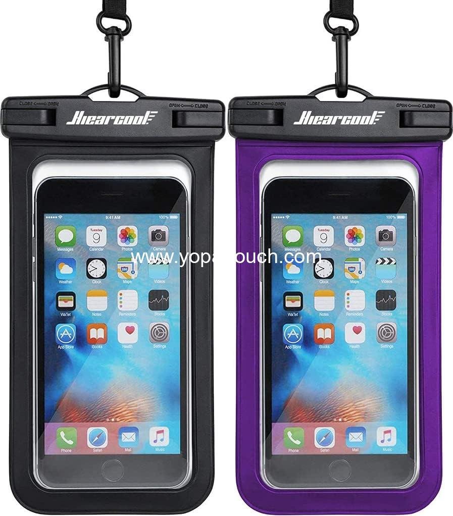 Hiearcool Universal Waterproof Phone Pouch Compatible for iPhone 17 16 15 14 13 Pro Max Plus Up to 8.3", IPX8 Beach Travel Essentials-Black&Purple-2Pack