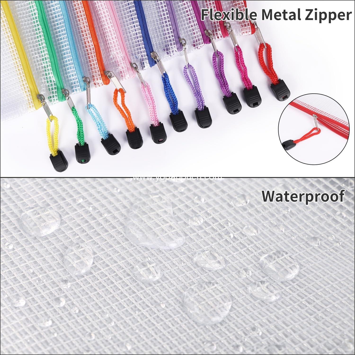 Wholesale 20pcs Mesh Zipper Pouch, Waterproof Zipper Bags, 8 Size Options, 10 Color Variety, Multipurpose for Travel Storage, School Supplies, Office Tools, Home Organization - Supplier