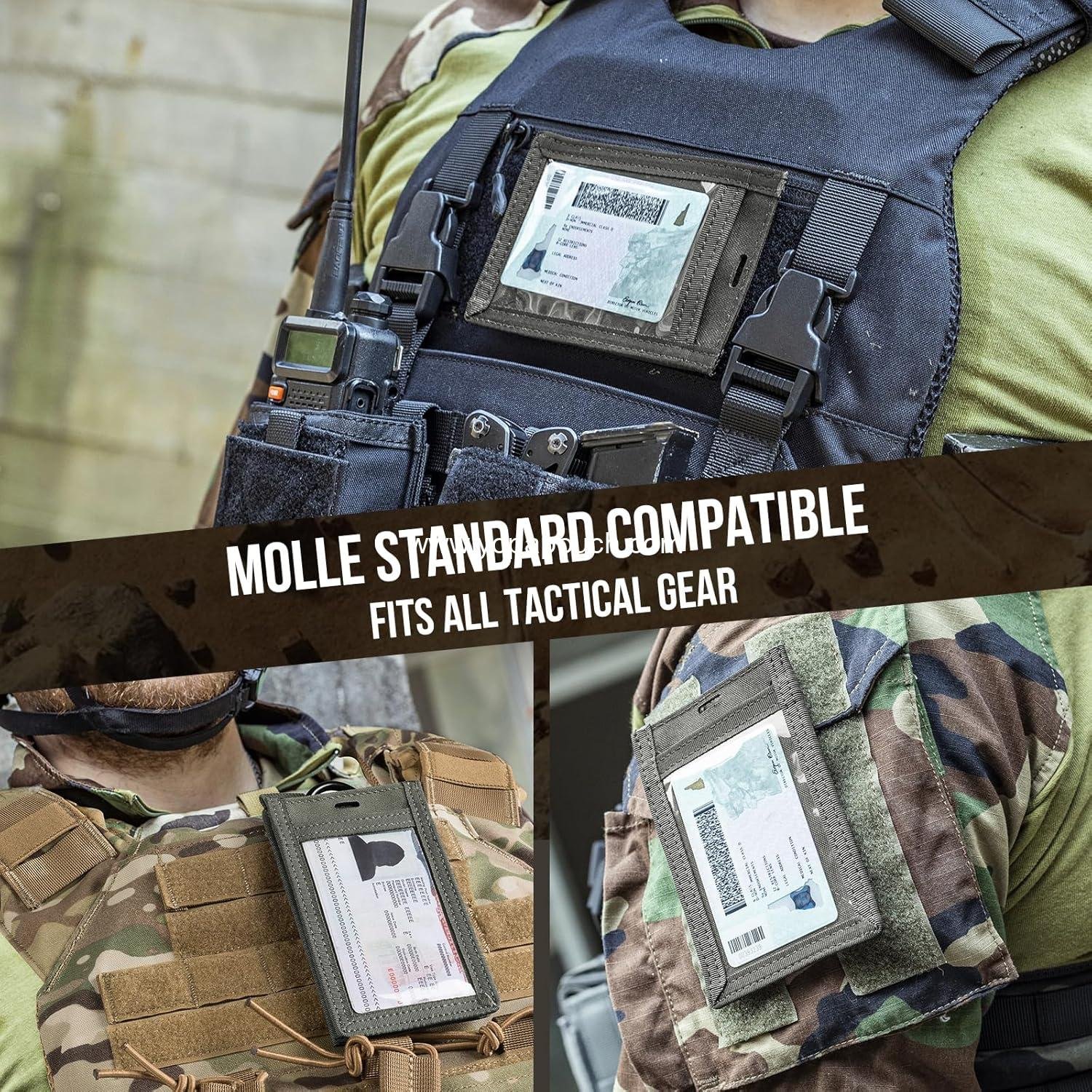 Wholesale Tactical ID Card Holder with Hook & Loop Patch, Neck Lanyard, Key Ring, and Credit Card Organizer (Shadow Gray - 500D Codura) - Supplier