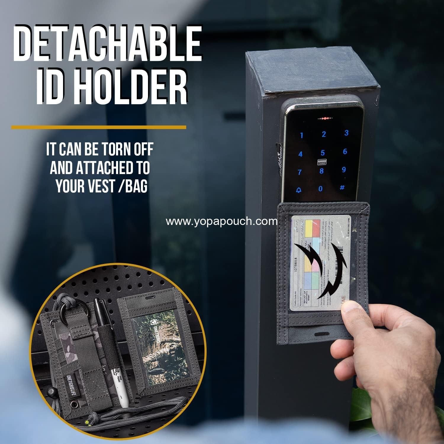 Wholesale Tactical ID Card Holder with Hook & Loop Patch, Neck Lanyard, Key Ring, and Credit Card Organizer (Shadow Gray - 500D Codura) - Supplier