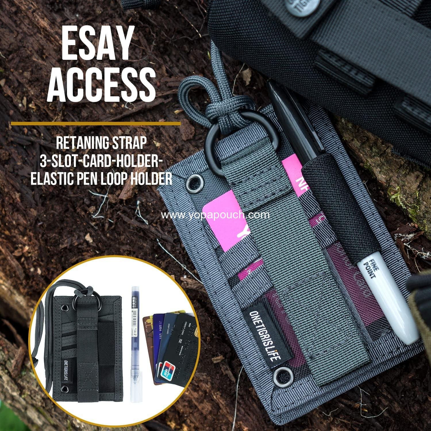 Wholesale Tactical ID Card Holder with Hook & Loop Patch, Neck Lanyard, Key Ring, and Credit Card Organizer (Shadow Gray - 500D Codura) - Supplier