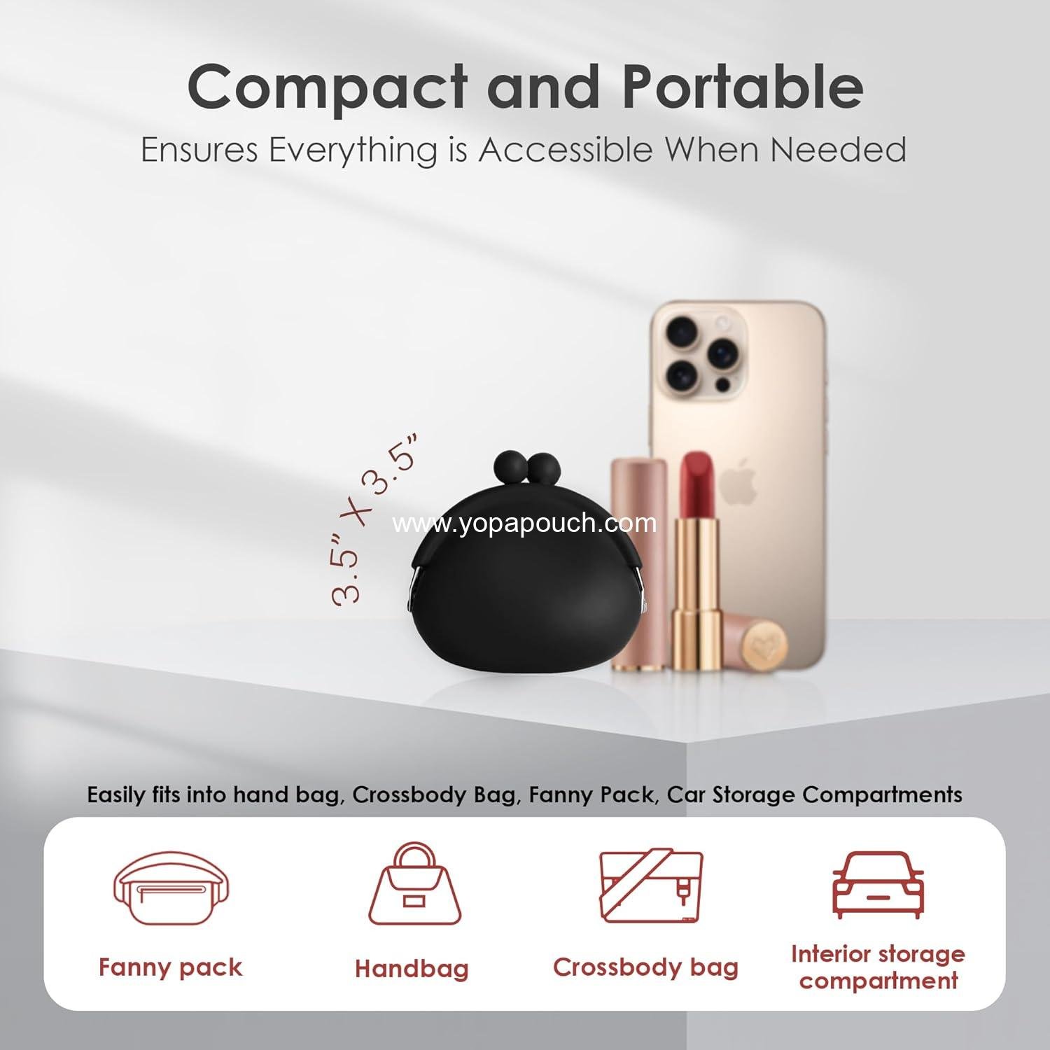 Wholesale Silicone Coin Purse for Women – Small Kiss Lock Pouch for Coins, Keys, Lipstick, and Earphones – Mini Cute Change Purse for Daily Life, Travel, and Parties (Black) Supplier